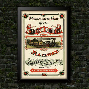 Poster Publicité d'itinéraire de train orné vintage de Ci