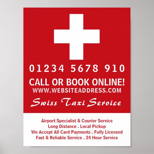 Poster Publicité du drapeau de l'entreprise suisse de tax (Devant)