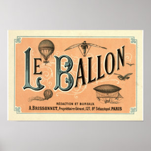 Poster Publicité du journal aéronautique Le Ballon 1883