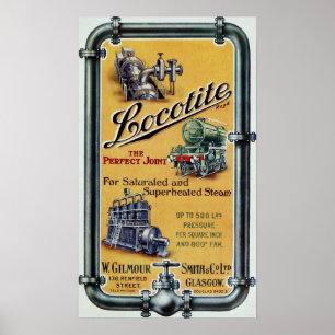 Poster Publicité du moteur à vapeur Locotite vintage