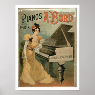 Poster Publicité pour 'A. Bord Pianos, Paris' (couleur