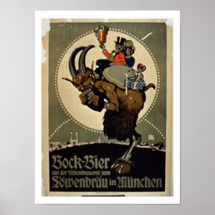 Poster Publicité pour 'Bock Beer de Lowenbrau Brewer