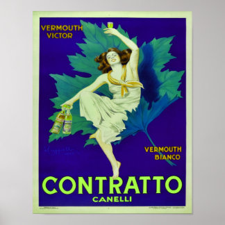 Poster Publicité pour Contratto Canelli Vermouth 1925