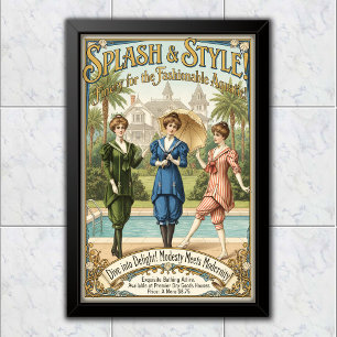 Poster Publicité pour la mode de bain vintage océanique c