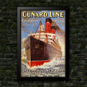 Poster Publicité pour les voyages sur un paquebot océaniq