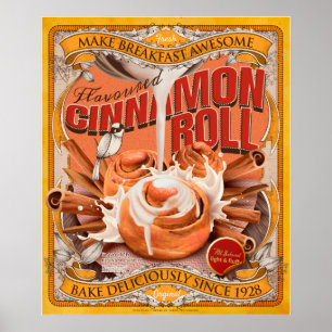 Poster Publicité pour Roulés à la Cannelle de Style Rétro
