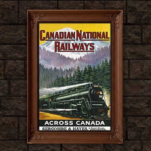 Poster Publicité pour train à vapeur des Rocheuses canadi