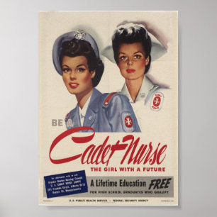 Poster Publicité recruteuse d'infirmière vintage de