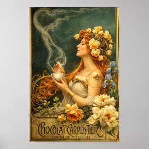 Poster Publicité rétro Art nouveau pour chocolat