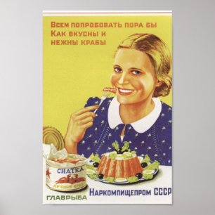 Poster Publicité soviétique sur les fruits de mer