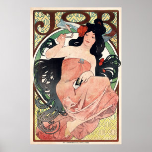 Poster Publicité sur la cigarette Art Nouveau vintage par