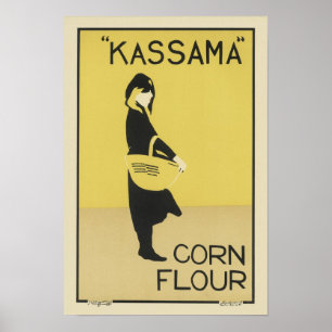 Poster Publicité vintage à la farine de maïs Kassama