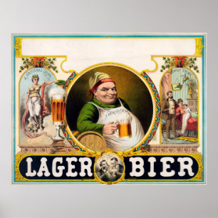 Poster Publicité vintage allemande de bière Lager