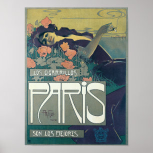 Poster Publicité Vintage Art Nouveau 1901 Cigarrillos Par