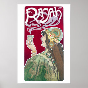 Poster Publicité vintage Art nouveau pour le café Rajah