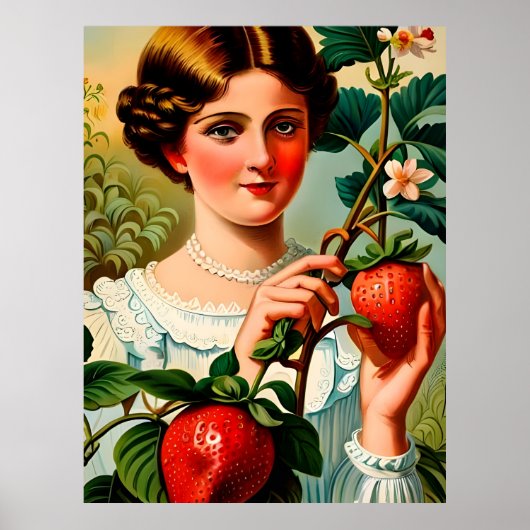 Poster Publicité vintage aux fraises (Devant)