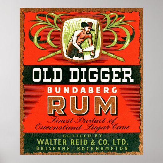 Poster Publicité vintage de rhum australien. (Devant)