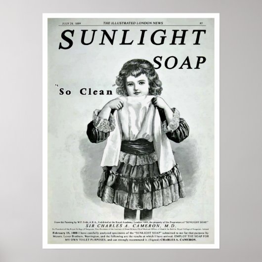 Poster Publicité vintage de savon Sunlight (Devant)