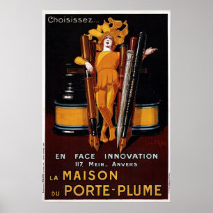 Poster Publicité vintage de stylo de fontaine