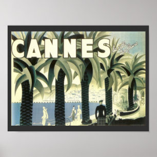 Poster Publicité vintage de voyage de Cannes