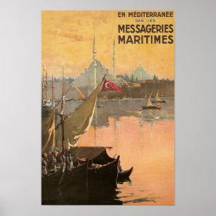 Poster Publicité vintage de voyage de Constantinople