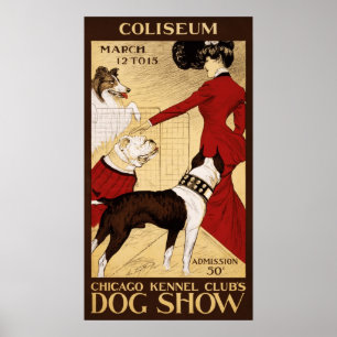 Poster Publicité vintage d'exposition canine de Chicago