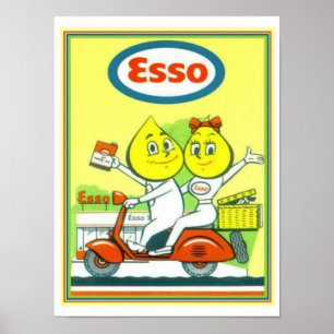 Poster Publicité vintage Esso Essence 12 x 16