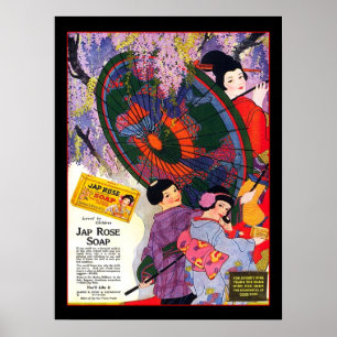 Poster Publicité vintage japonaise Rose savon