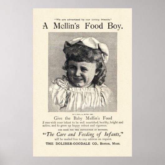 Poster Publicité vintage Mellin's Baby Food de 1892 (Devant)