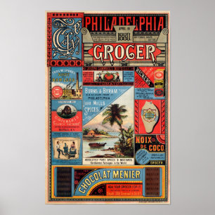 Poster Publicité vintage Philadelphia Grocer