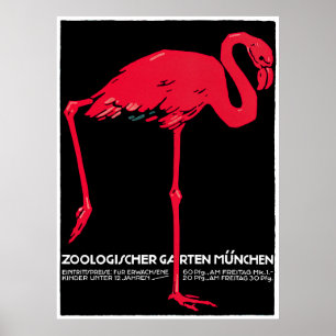 Poster Publicité vintage pour le zoo de Munich
