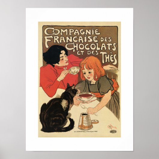 Poster Publicité vintage pour thé et cacao chaud (Devant)