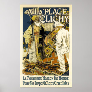 Poster Publicité vintage sur tapis Oriental