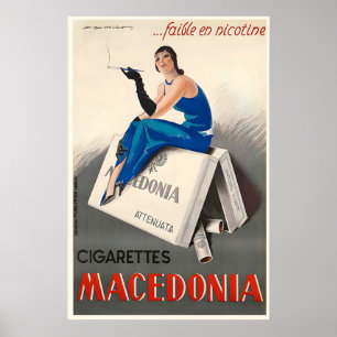 Poster Publicités anciennes de cigarettes Macédoine Itali