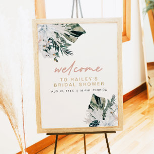 Poster Publipostage de Baby Shower Rose Tropical Pampas P