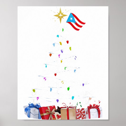 Poster Puerto Rican Christmas Tree Lights Food Traditions (Devant)