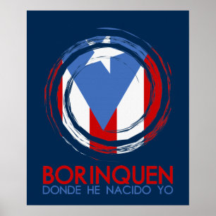 Poster Puerto Rico Flag Borinquen