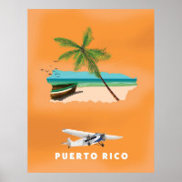 Puerto Rico illustrated map travel poster.