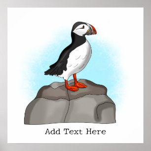 Poster Puffin à main fine