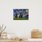 Poster Pug 13 (noir) - Nuit étoilée (Cuisine)