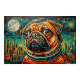 POSTER PUG ASTRONAUTE - RETOUR À LA MAISON 16A
