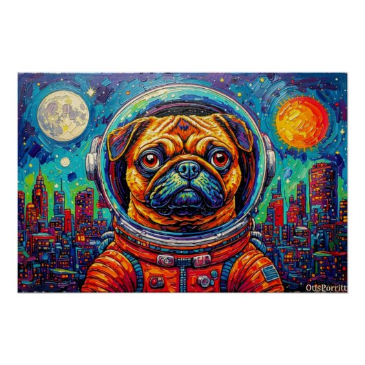POSTER PUG ASTRONAUTE - RETOUR À LA MAISON 5 (Devant)