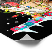 Poster Pug Christmas Tree Lights Santa Dog Xmas (Coin)