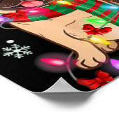 Poster Pug Christmas Tree Lights Santa Dog Xmas Boys Pugm (Coin)