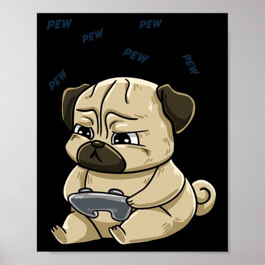 Poster Pug de jeu Pew manette Hob mignon (Devant)