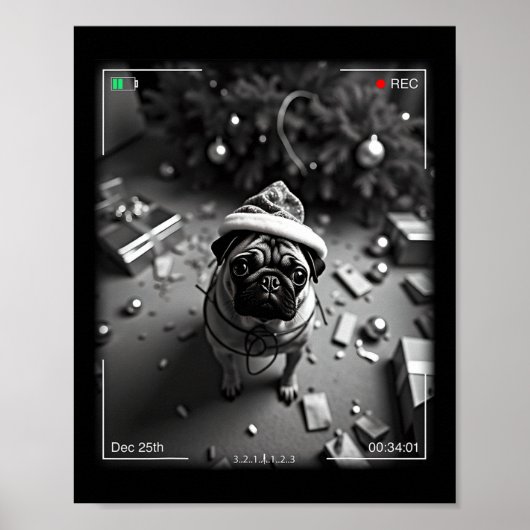 Poster Pug de Noël pris en caméra (Devant)