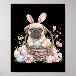 Poster Pug de Pâques Pug Œufs Graphique