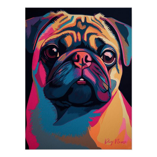 Poster Pug Dog 001 - Bruno Pokopen (Devant)