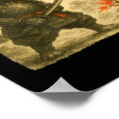 Poster Pug Samurai Japanese Warrior Costume Sumi-e Art Fu (Coin)