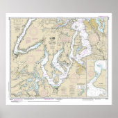 Poster Puget Sound Partie sud Graphique nautique 18448 (Devant)